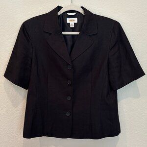Talbots Black Short Sleeve Jacket - Irish Linen